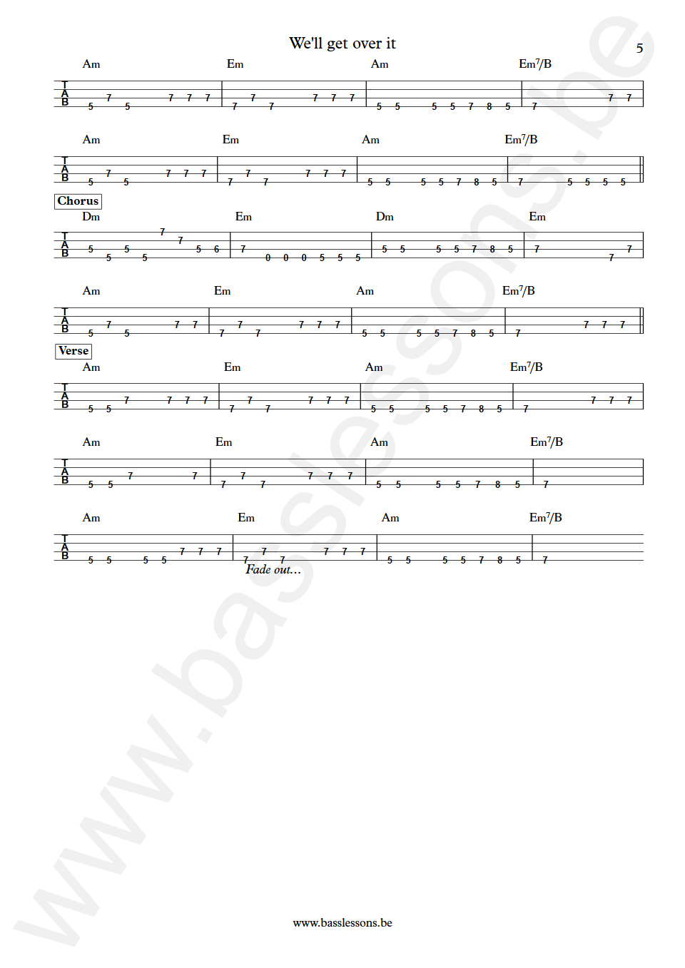 Lloyd Parks We'll get over it Lloyd Parks Bass Tab part 5