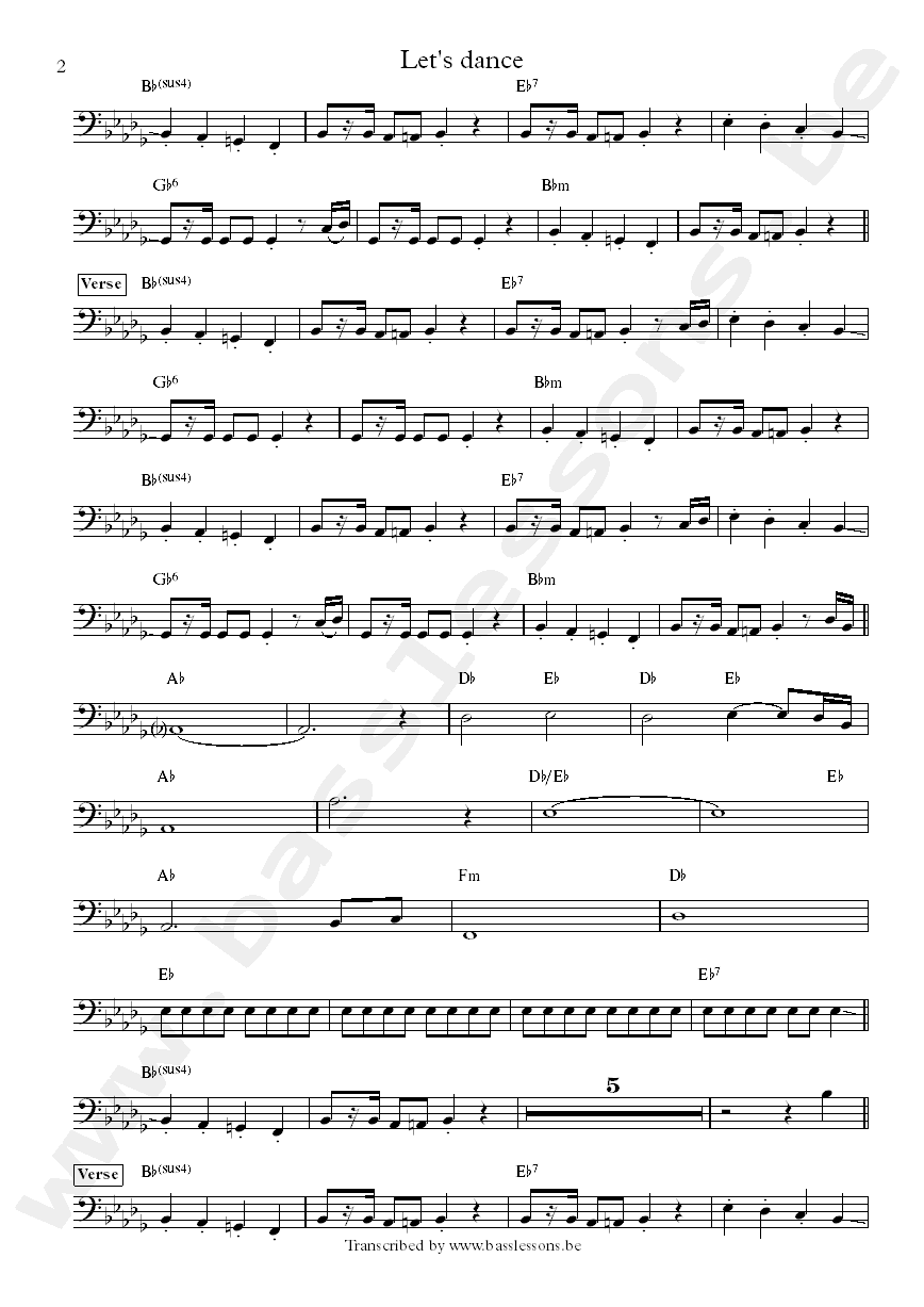 David Bowie - Let's dance bass transcription part 2