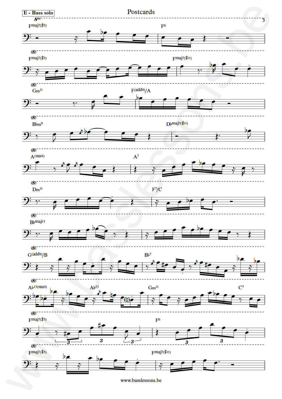 Yellowjackets Postcards Jimmy Haslip Bass Transcription part 3