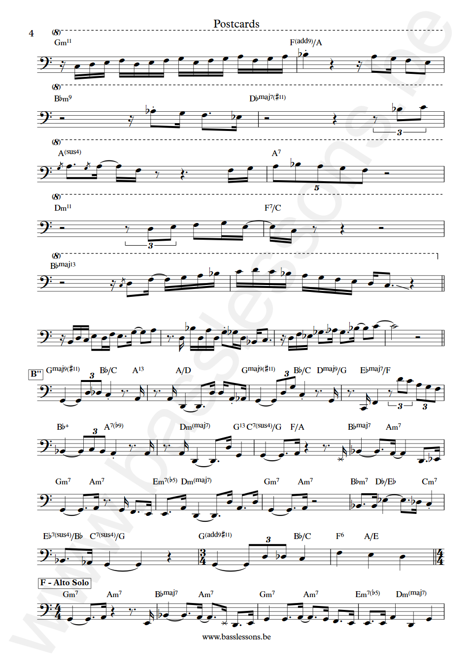 Yellowjackets Postcards Jimmy Haslip Bass Transcription part 4