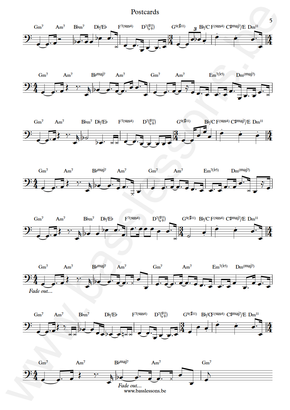 Yellowjackets Postcards Jimmy Haslip Bass Transcription part 5