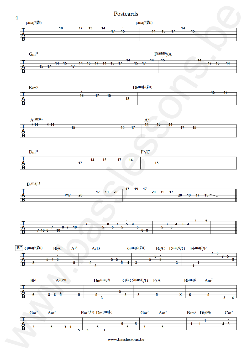 Yellowjackets Postcards Jimmy Haslip Bass Tab part 4