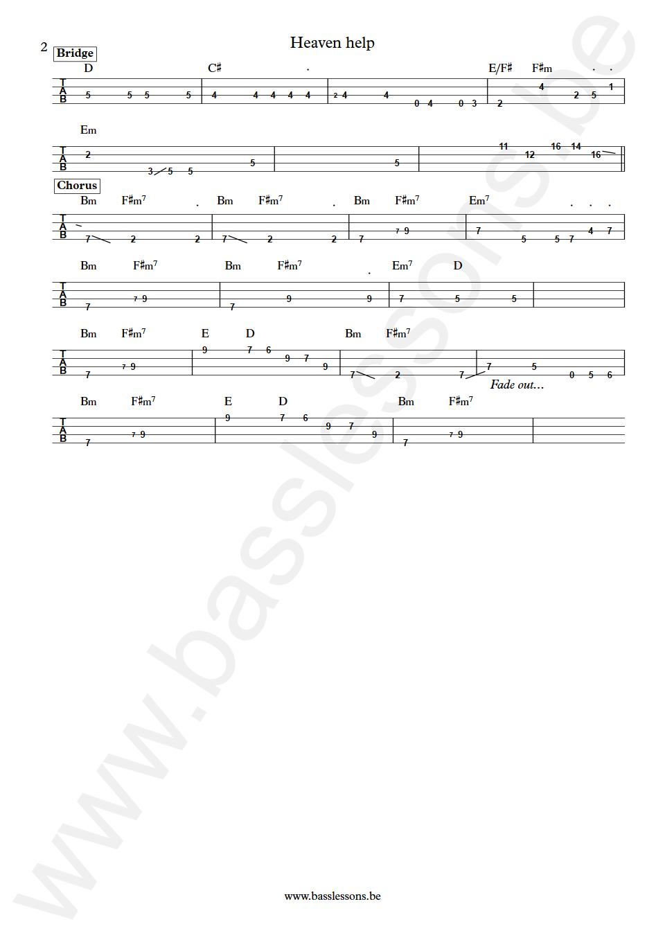 Lenny Kravitz Heaven help Tony Breit Bass 4-string Tab part 2