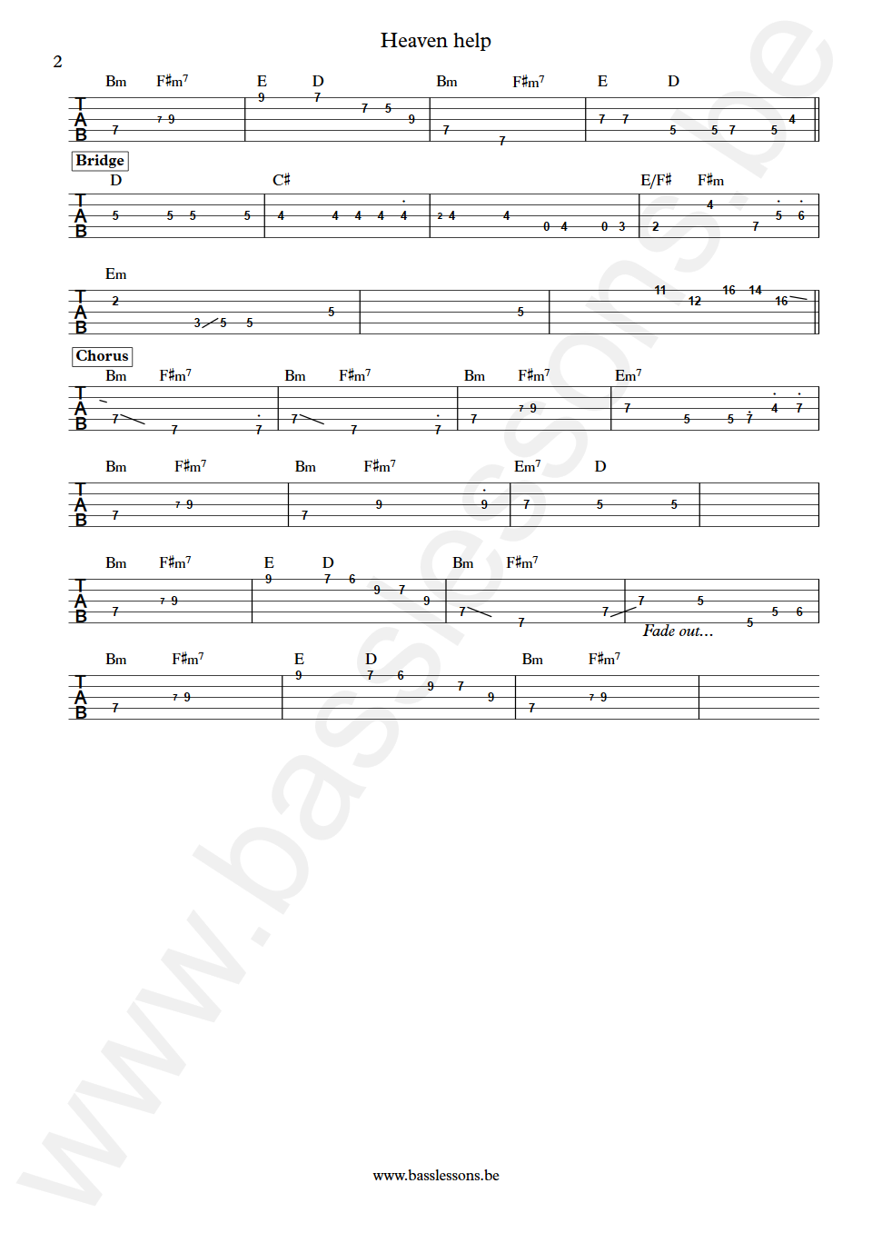 Lenny Kravitz Heaven help Tony Breit Bass 5-string Tab part 2