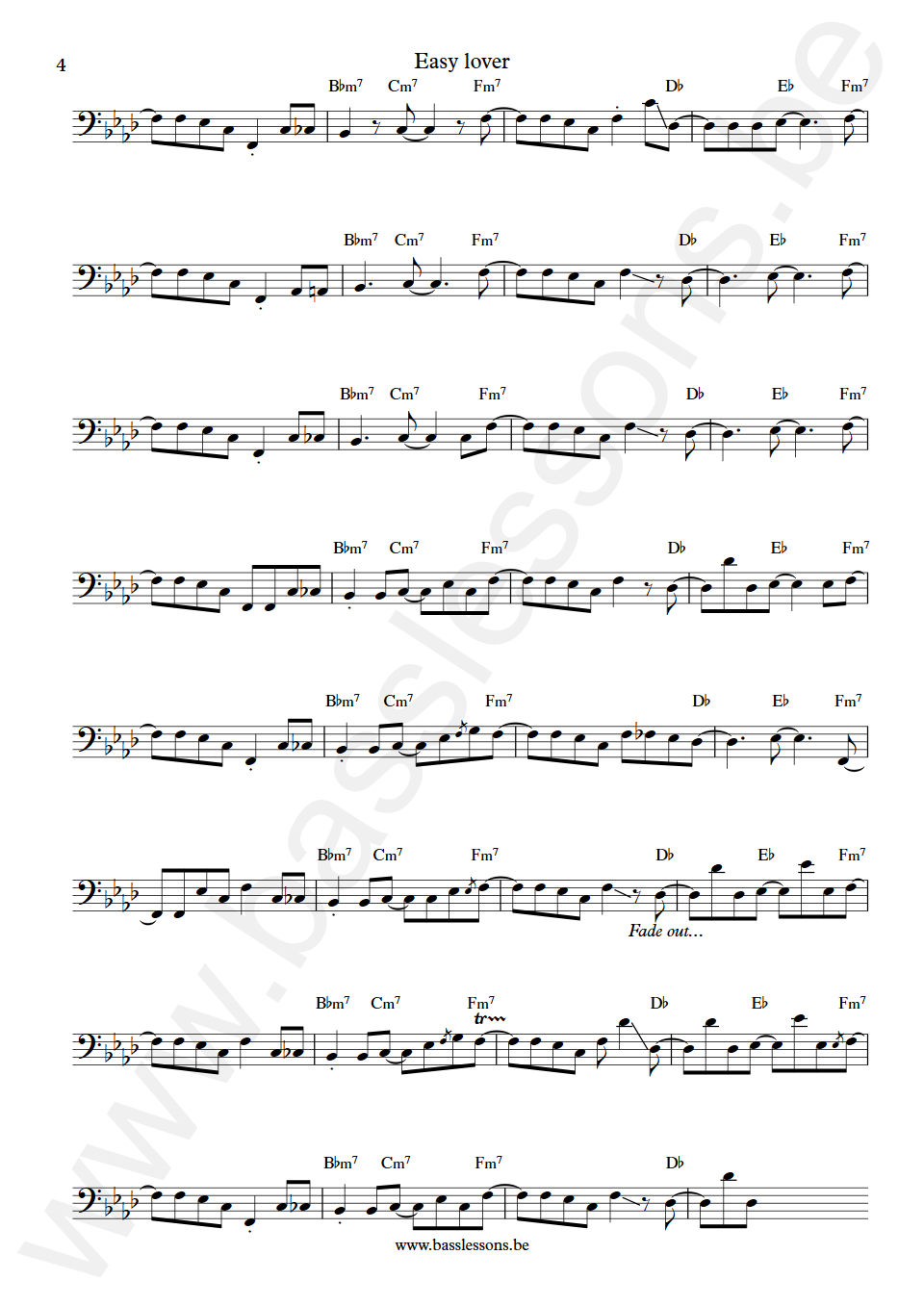 Philip Bailey and; Phil Collins Easy lover Nathan East Bass Transcription part 4