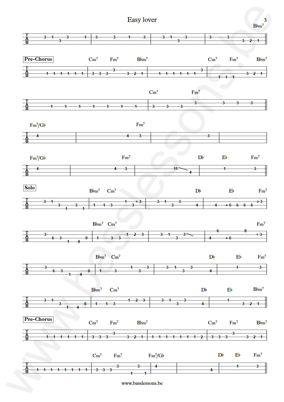 Philip Bailey and Phil Collins Easy Lover Nathan East Bass Tab part 3