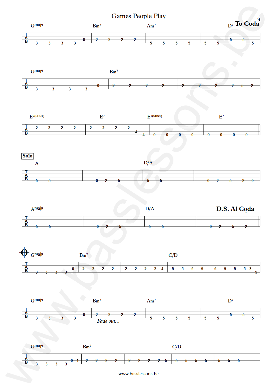 The Spinners Games People Play Bob Babbitt Bass Tab part 3