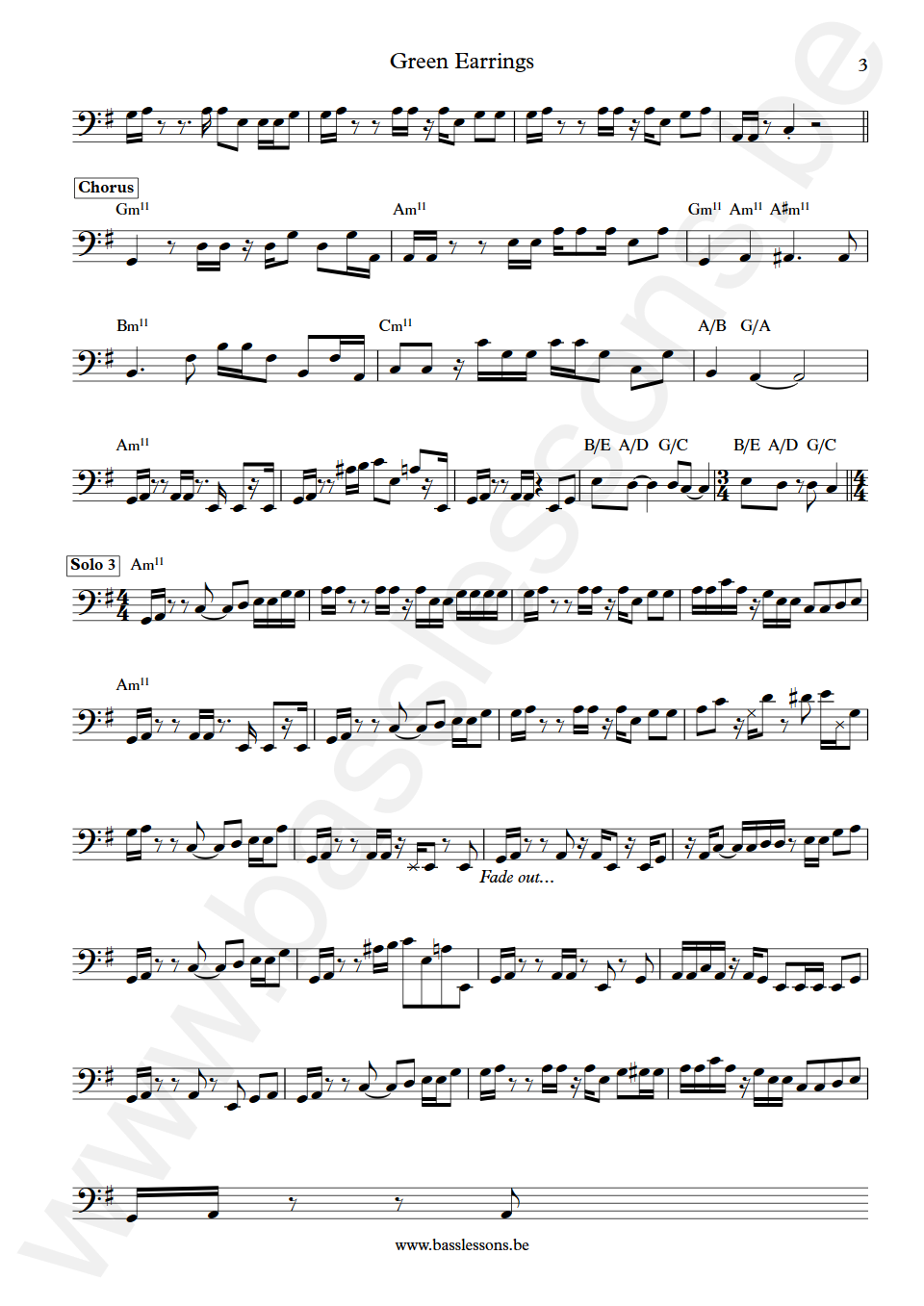 Steely Dan Green Earrings Chuck Rainey Bass Transcription part 3