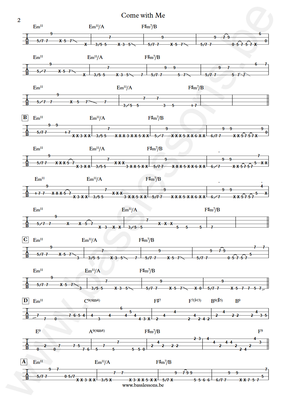 ania Maria Come with Me Lincoln Goines Bass Tab part 2