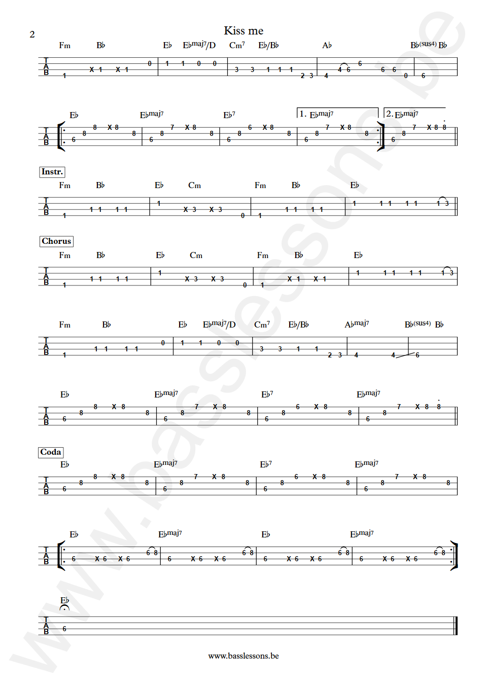 Sixpence None The Richer Kiss me J.J. Plasencio Bass Tab part 2