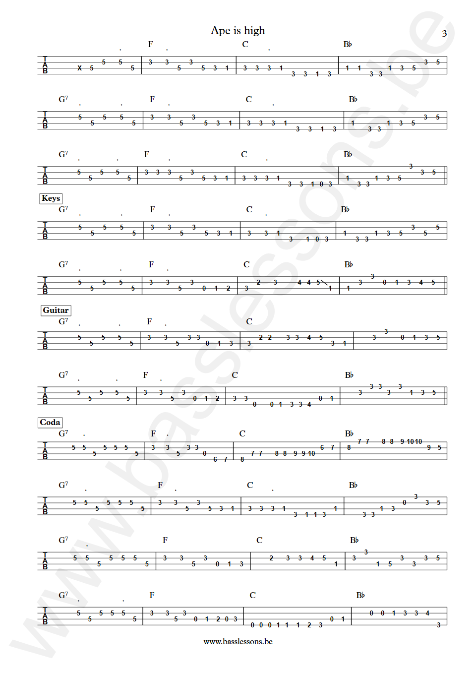 Mandrill Ape is high Frederick Solomon Bass Tab part 3
