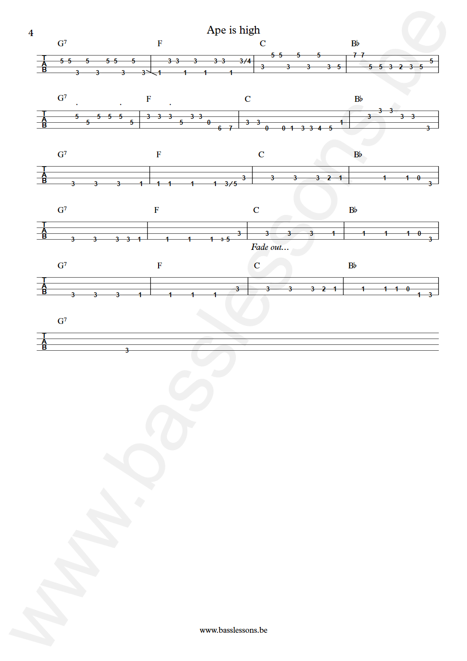 Mandrill Ape is high Frederick Solomon Bass Tab part 4