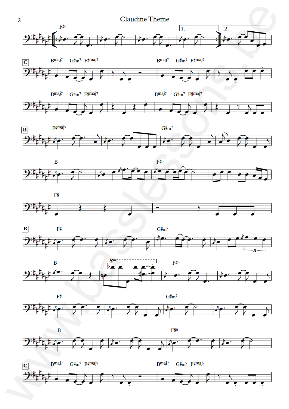 Gladys Knight and The Pips Claudine Theme Joseph Lucky Scott Bass Transcription part 2
