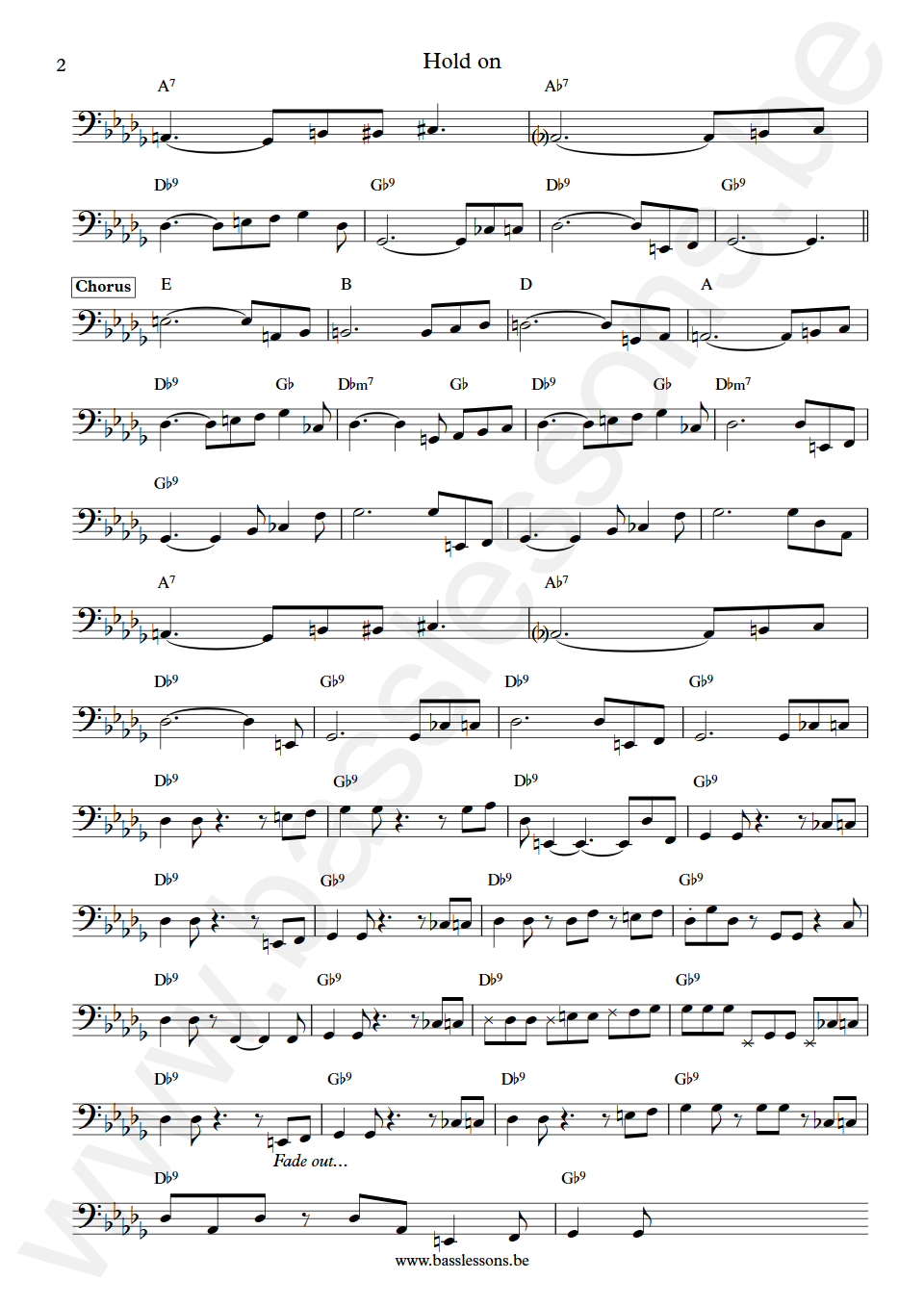 Gladys Knight and The Pips Hold on Joseph Lucky Scott Bass Transcription part 2