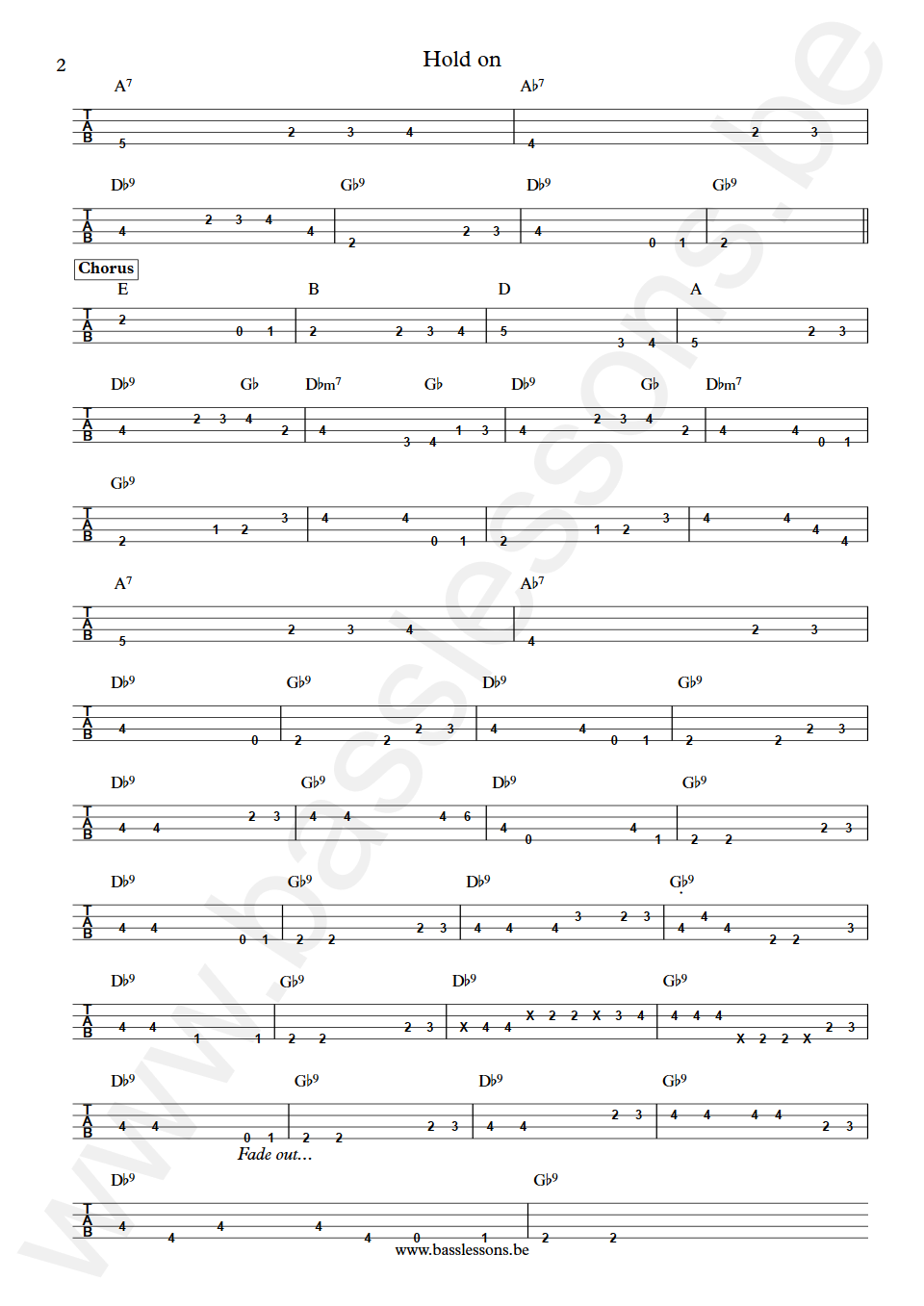 Gladys Knight and The Pips Hold on Joseph Lucky Scott Bass Tab part 2