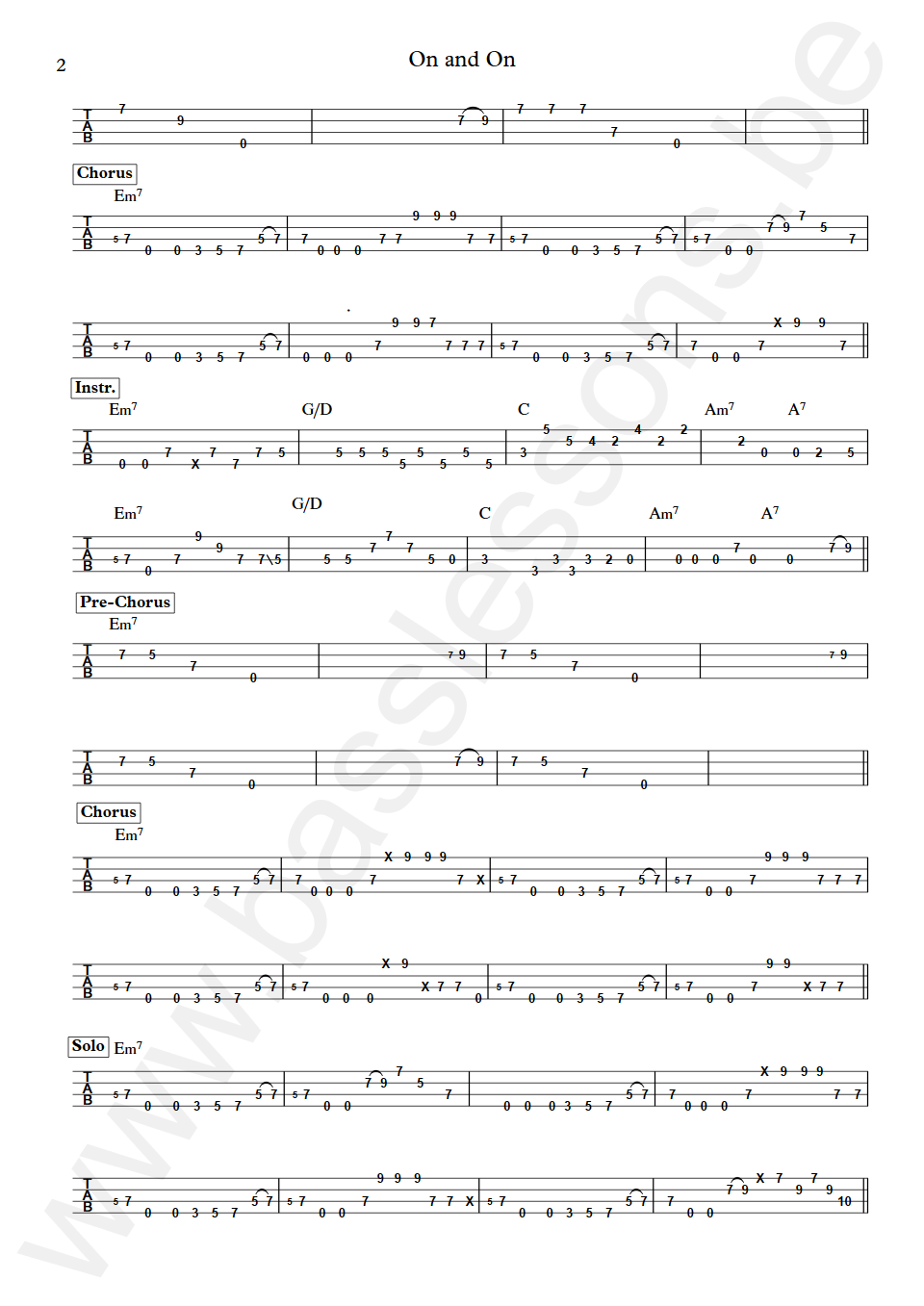 Gladys Knight and The Pips On and on Joseph Lucky Scott Bass Tab part 2