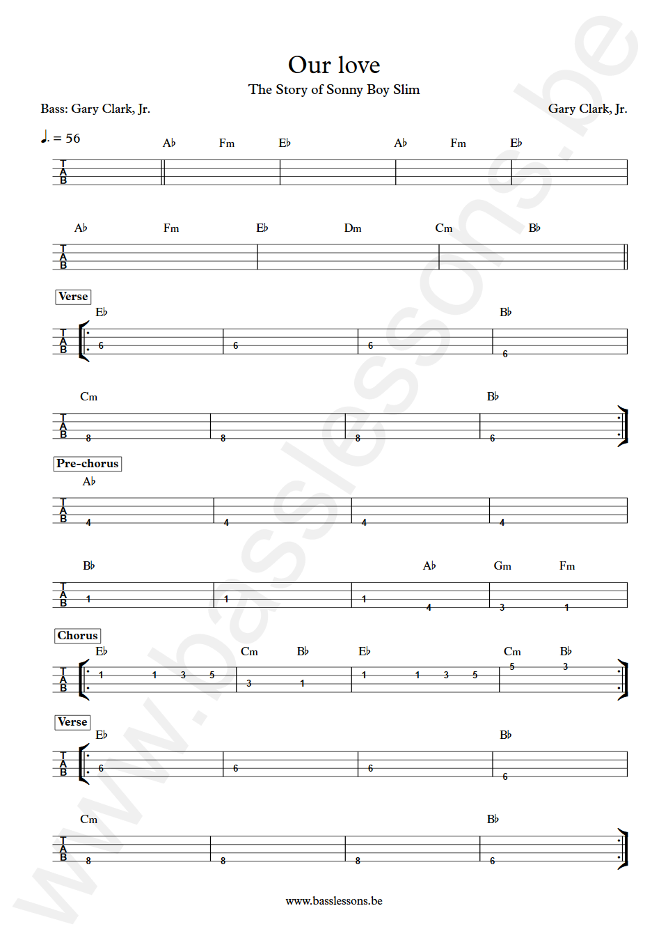Gary Clark Jr. Our love Gary Clark Jr. Bass Tab