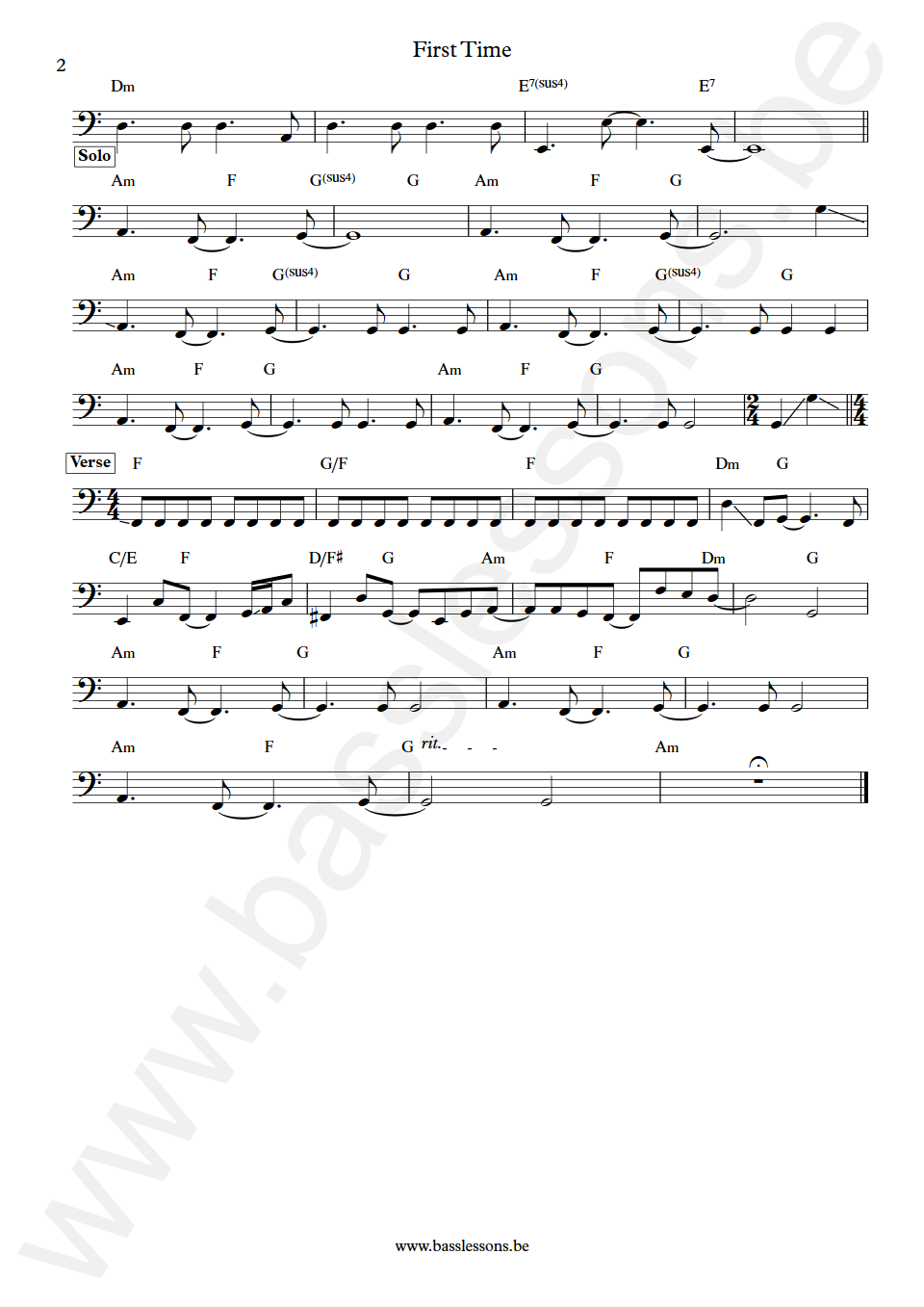 Robin Beck First Time Seth Glassman Bass Transcription part 2