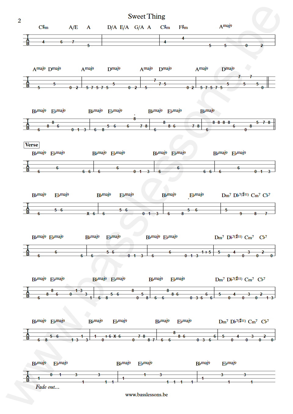 Rufus and Chaka Khan Sweet Thing Bobby Watson Bass Tab part 2