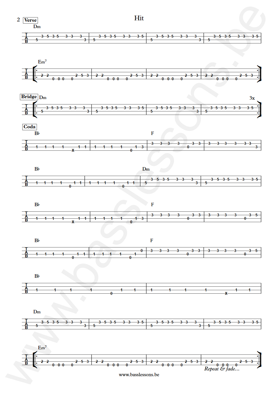 The Sugarcubes Hit Bragi Ólafsson Bass Tab part 2