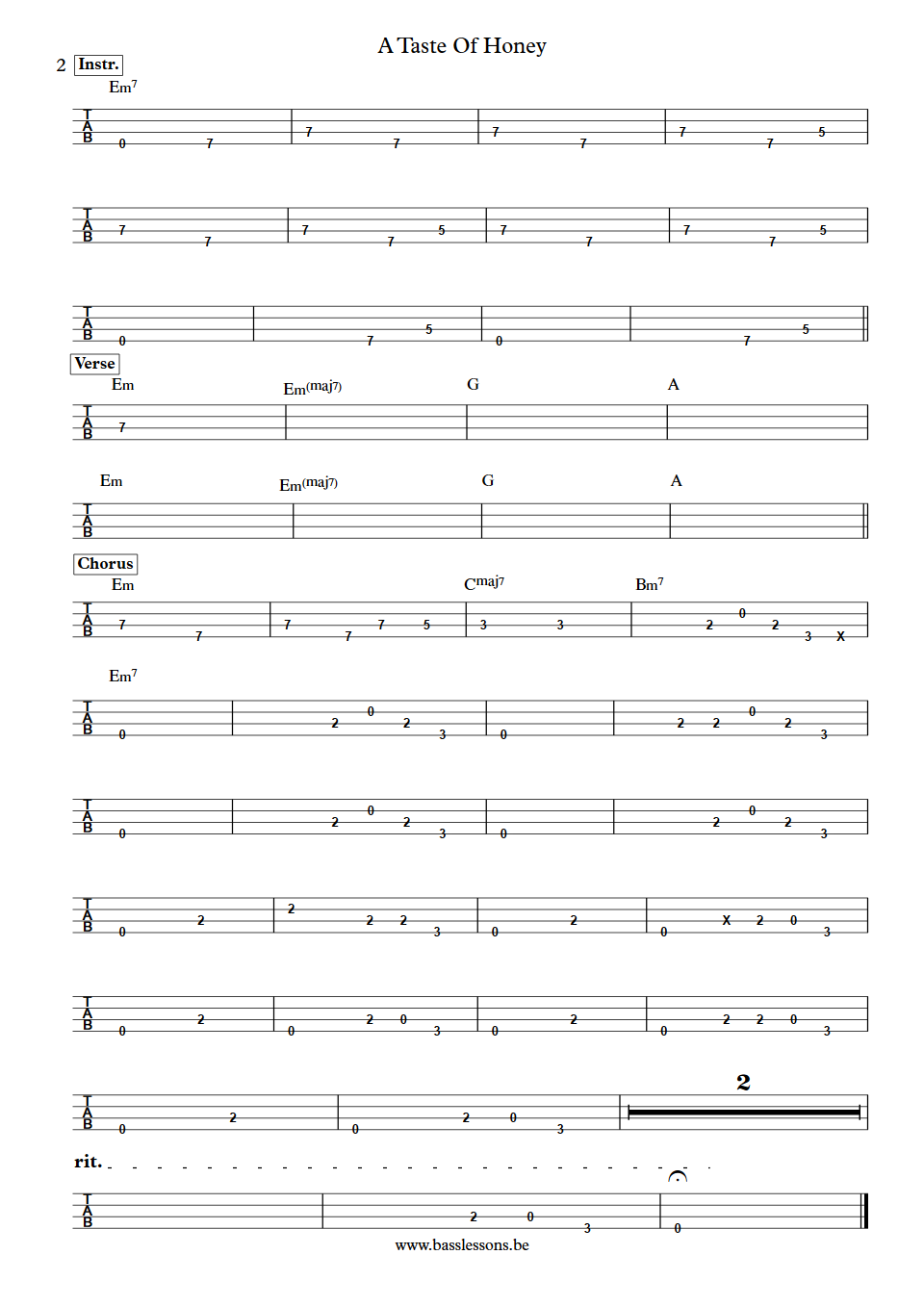 Lizz Wright A Taste Of Honey David Piltch Bass Tab part 2