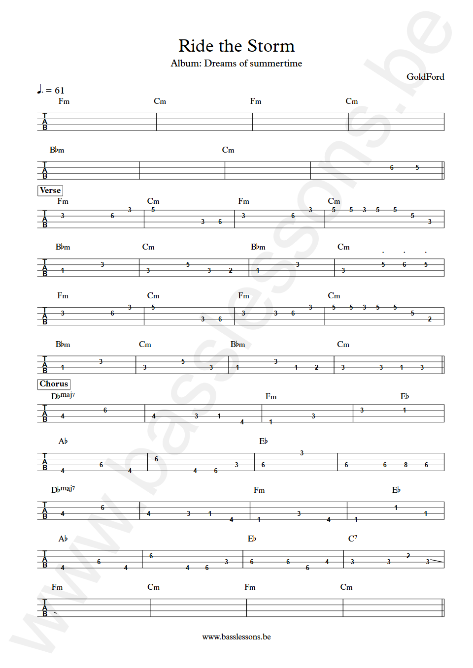 GoldFord Ride the Storm Bass Tab