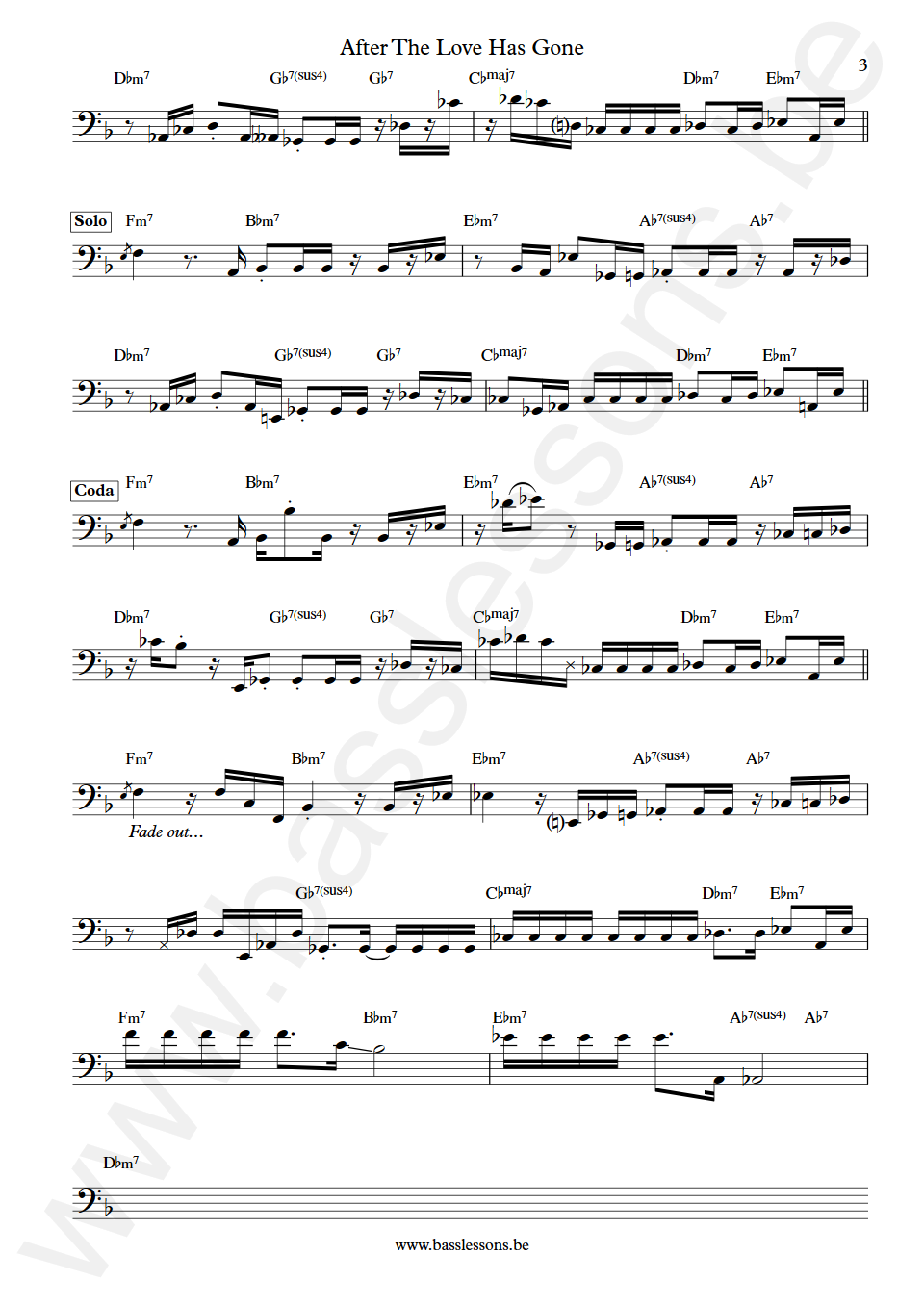 Earth, Wind & Fire After The Love Has Gone Verdine White Bass Transcription part 3