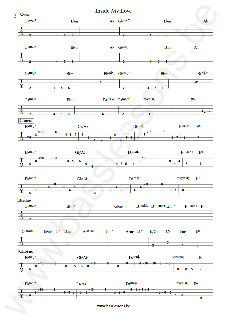 Minnie Riperton Inside My Love Ed Brown Bass Tabs part 2