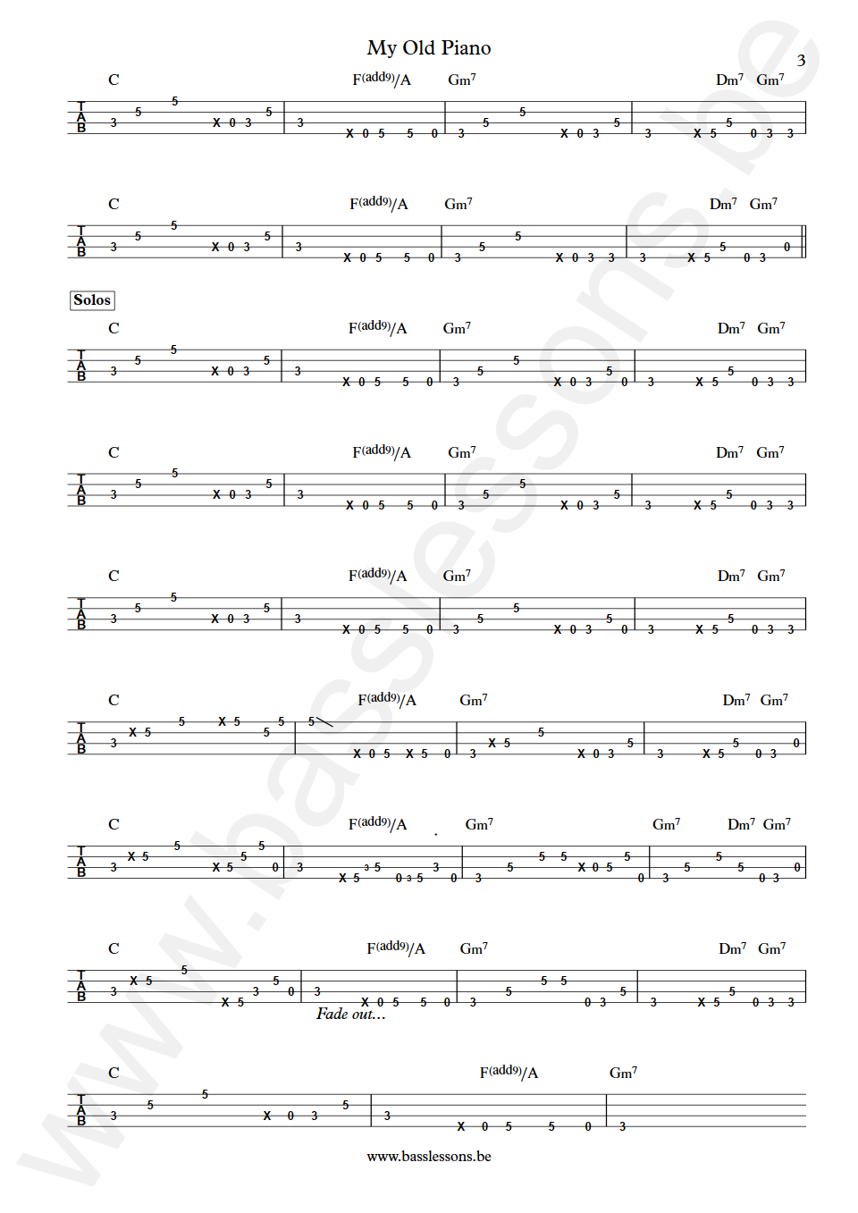 Diana Ross My Old Piano Bernard Edwards Bass Tabs part 3