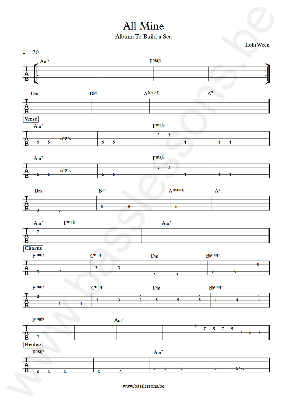 Lolli Wren All Mine Bass Tab
